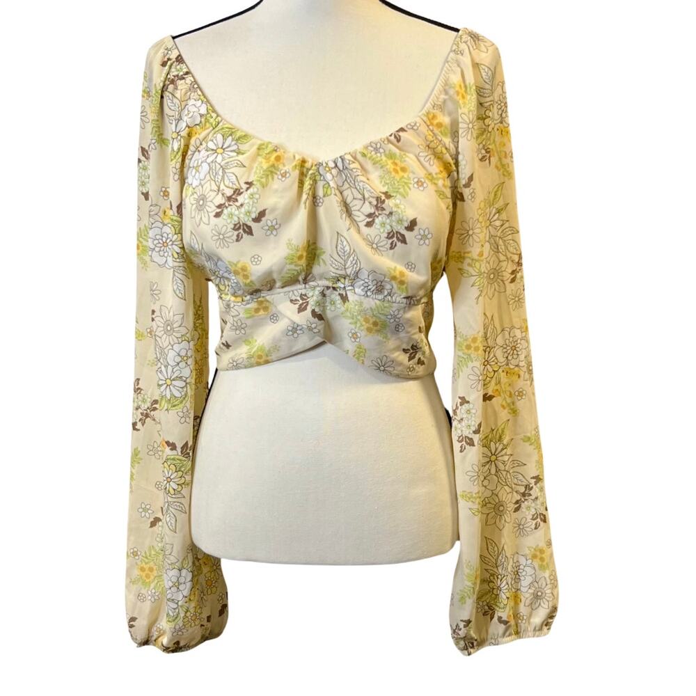 Madden NYC Women's Floral Crop Peasant Top Size XL